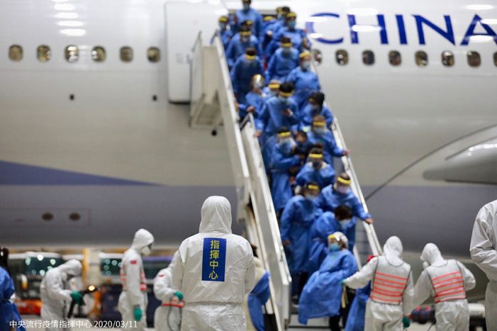 Avion de rapatriment des Taiwanais depuis Wuhan (Photo Centre de commandement de lutte contre les épidémies)
