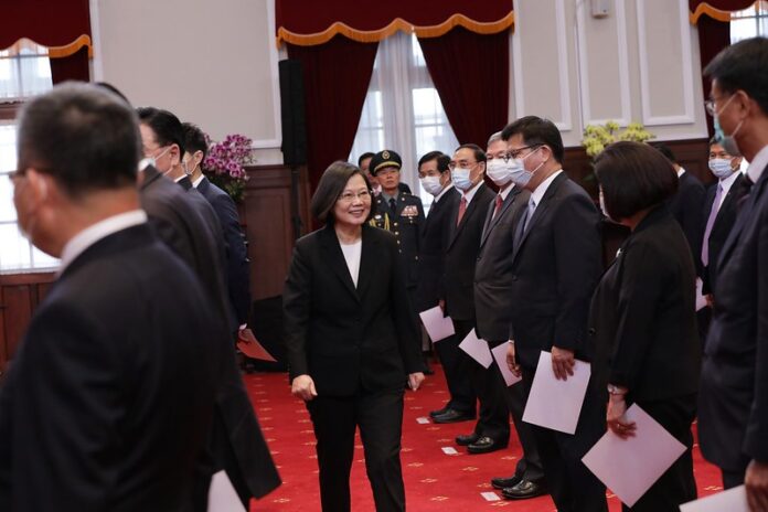 La présidente Tsai Ing-wen lors de la cérémonie d'inauguration (Image : Flickr - Palais présidentiel)